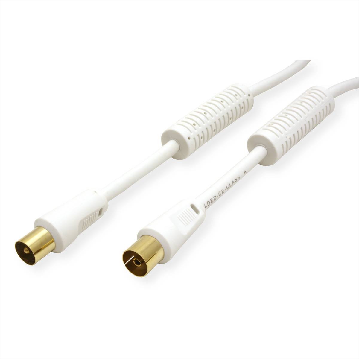 Value TV, monitor Cavo [1x Spina antenna 75 Ω - 1x Presa antenna 75 Ω] 1.50 m 85 dB contatti connettore dorati Bianco-1