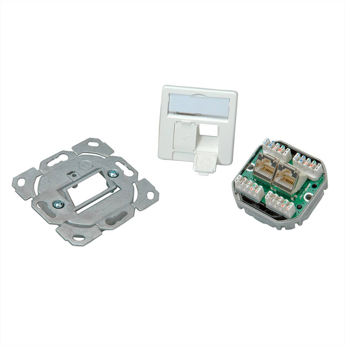 Telegärtner Presa di rete Da incasso Inserto con piastra centrale CAT 5e 2 Porte Bianco alpino-1