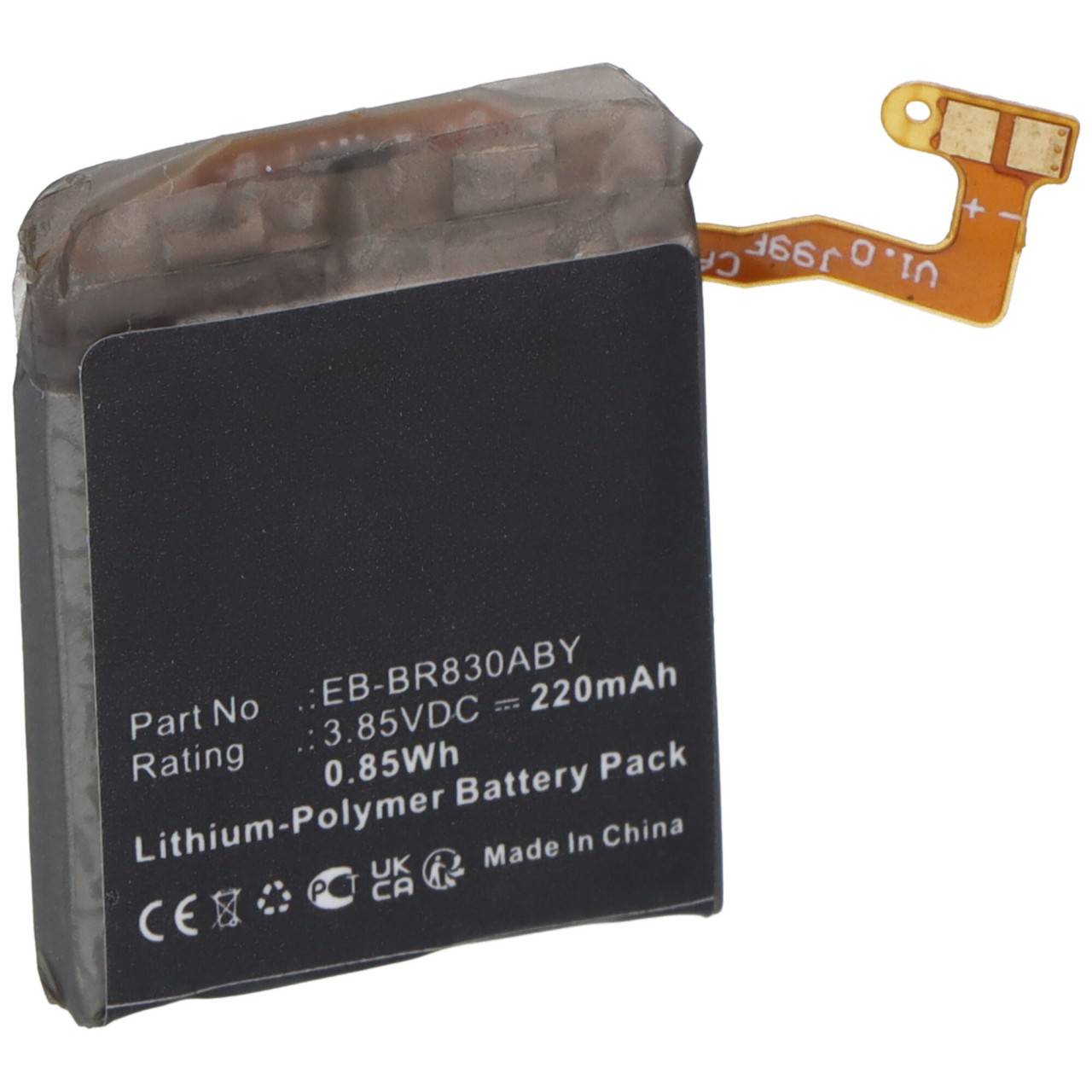 Batteria adatta per Samsung Galaxy Watch Active2 40mm, SM-R830, EB-BR830ABY, 3,85 V, 220 mAh-0
