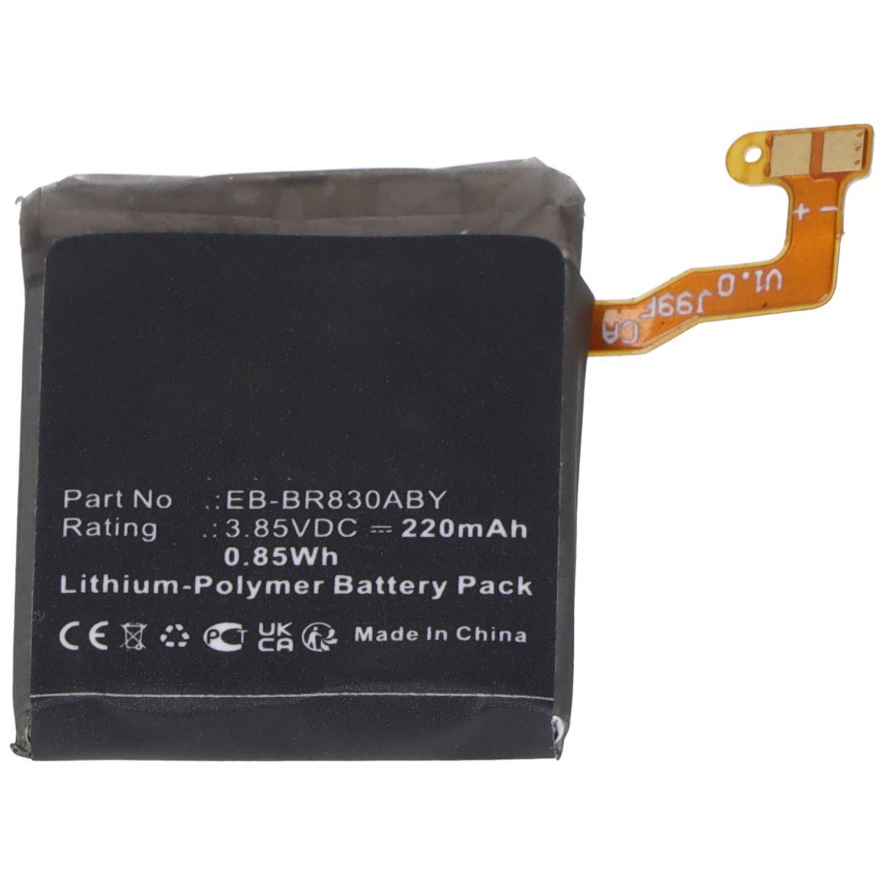 Batteria adatta per Samsung Galaxy Watch Active2 40mm, SM-R830, EB-BR830ABY, 3,85 V, 220 mAh-2