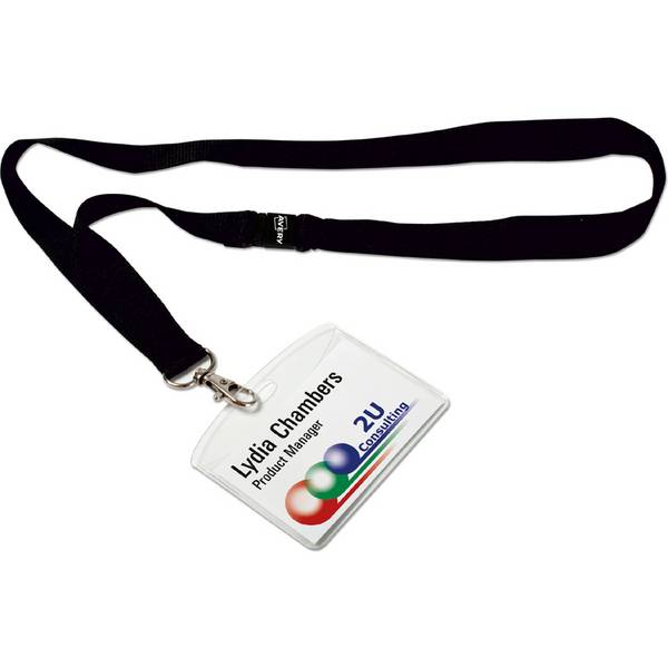 AVERY Zweckform Namensschild-Tasche, 90 x 60 mm, mit Lanyard transparent, aus PVC-freiem Material, mit 3-fach Lochung zu