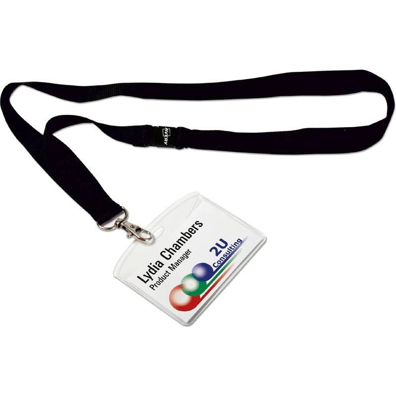 AVERY Zweckform Namensschild-Tasche, 90 x 60 mm, mit Lanyard transparent, aus PVC-freiem Material, mit 3-fach Lochung zu-0