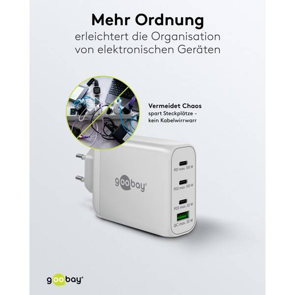 Ricarica fino a 100 W, il caricabatterie rapido USB-C™ PD Multiporta 100 W bianco-5