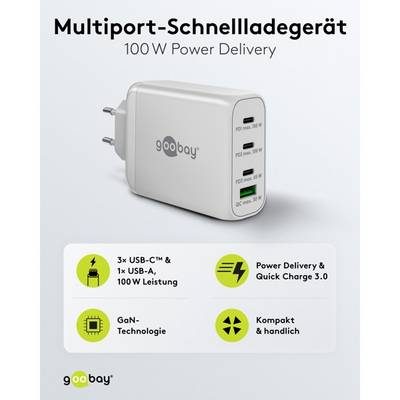 Ricarica fino a 100 W, il caricabatterie rapido USB-C™ PD Multiporta 100 W bianco-1
