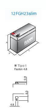 BATTERIA FIAMM 12FGH23slim (EX FGH20501A) Scarica Rapida 12V 5,0Ah-2