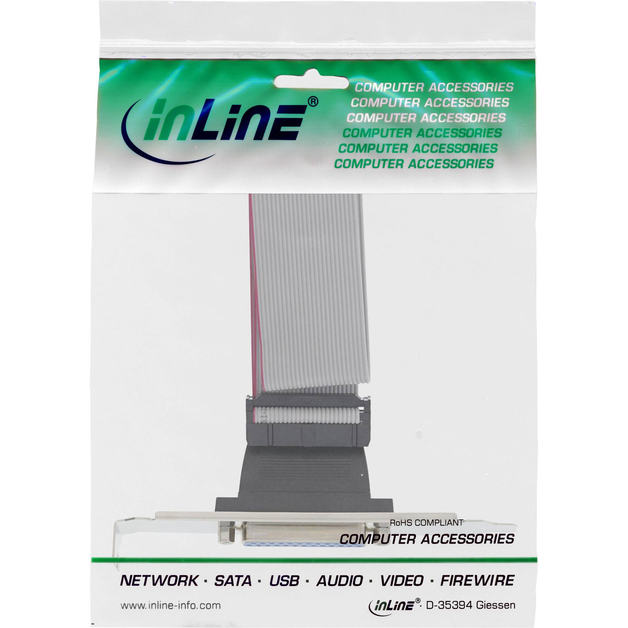 InLine Paralleles Slotblech - intern/extern - DB25 Buchse - 26-pin Buchsenleiste - 0,25 m (33225B)-2