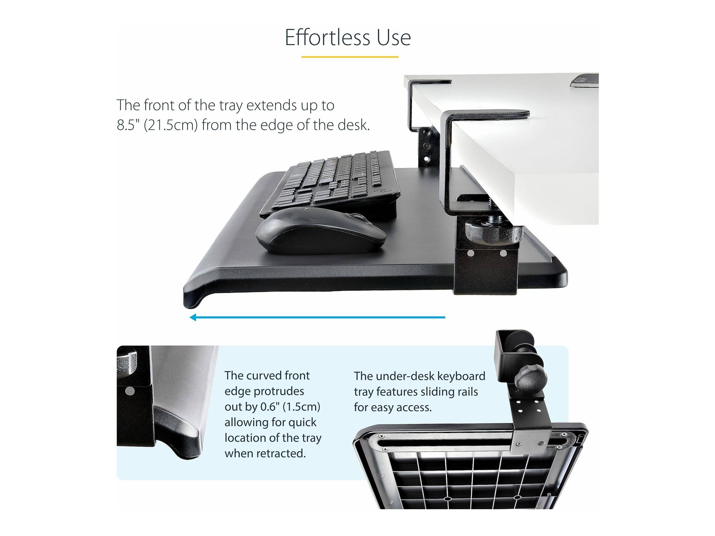 StarTech.com Porta tastiera estraibile per scrivania Ripiano estraibile ergonomico per tastiera con morsetto a C,-4