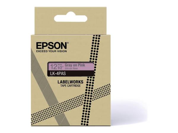 Epson LabelWorks LK-4PAS - Soft Pink/Gray - Rolle (1,2 cm) 1 Kassette(n) Band - für LabelWorks LW-C410, LW-C610