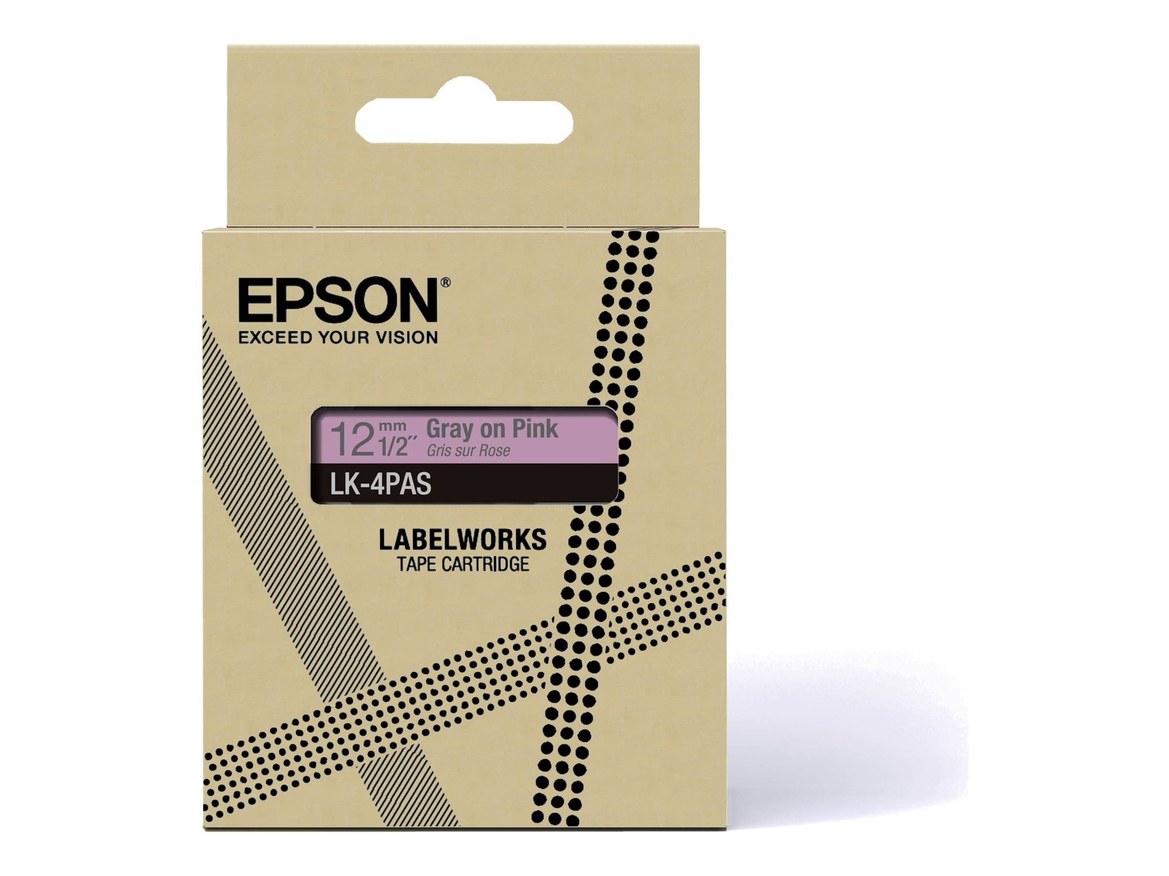 Epson LabelWorks LK-4PAS - Soft Pink/Gray - Rolle (1,2 cm) 1 Kassette(n) Band - für LabelWorks LW-C410, LW-C610-0
