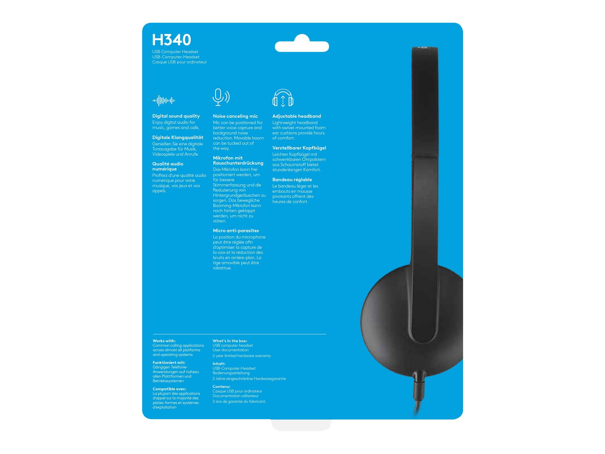 Logitech 981-000507 Cuffie On Ear via cavo Stereo Nero Riduzione del rumore del microfono headset con microfono Computer-1