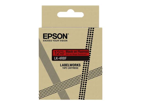 Epson LabelWorks LK-4RBF - Nero su rosso fluorescente - Rotolo (1,2 cm x 5 m)