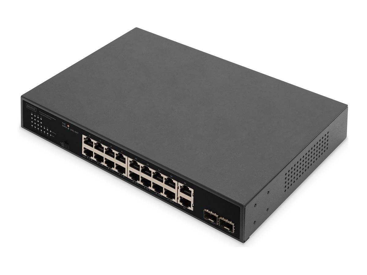 DIGITUS Switch 16+2 Port SFP PoE 10/100/1000 Mbps + 2 Gigabit-1