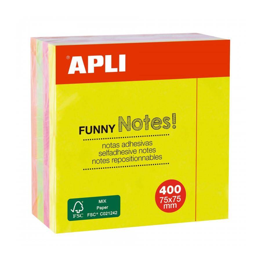 Appli Funny 400 Adesive Notes Cube 75 x 75 mm - Colori assortiti fluorescenti-0