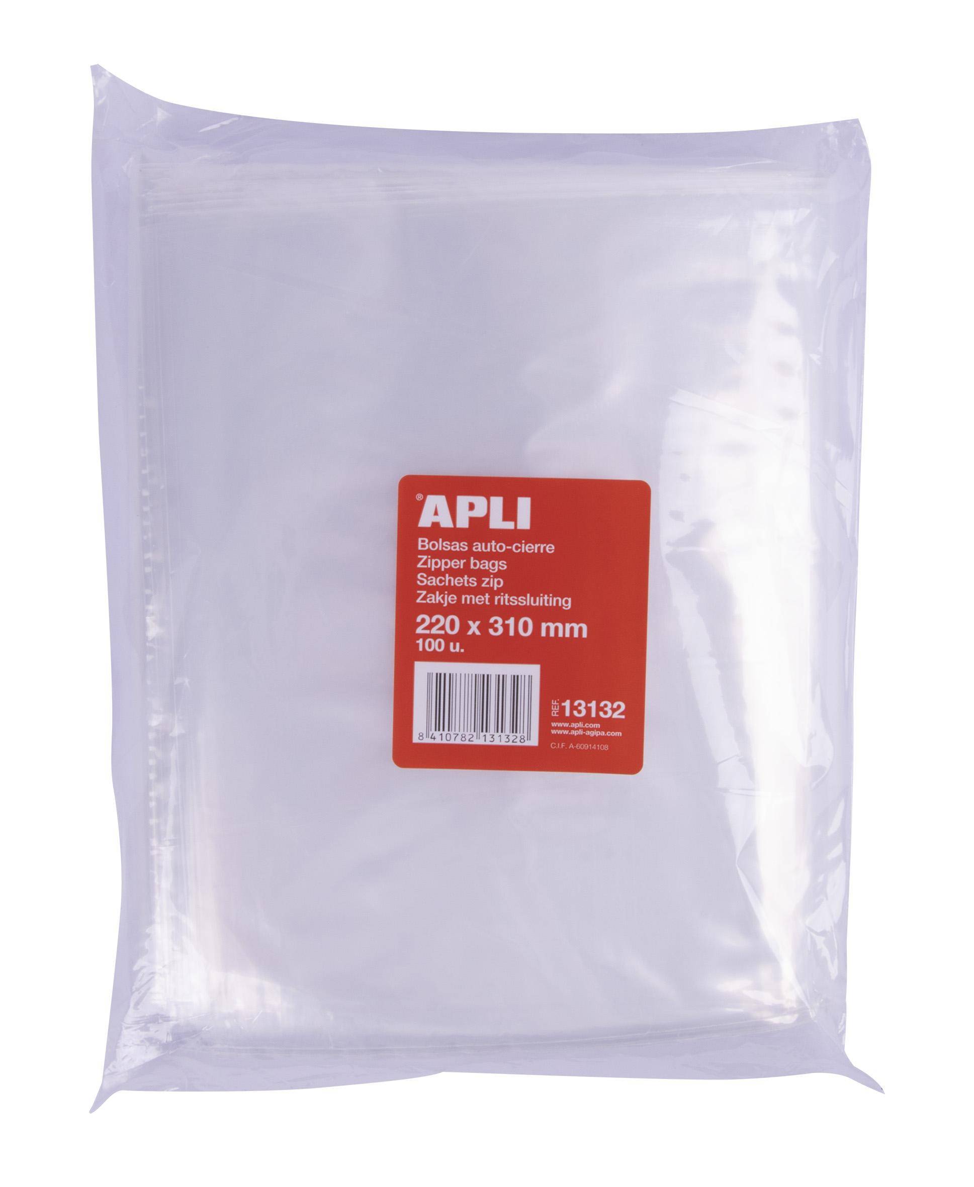 Sacchetti con zip APli Closura trasparente 220x310mm - Materiale LDPE - Manipolazione di chiusura sicura e facile - Uso-0