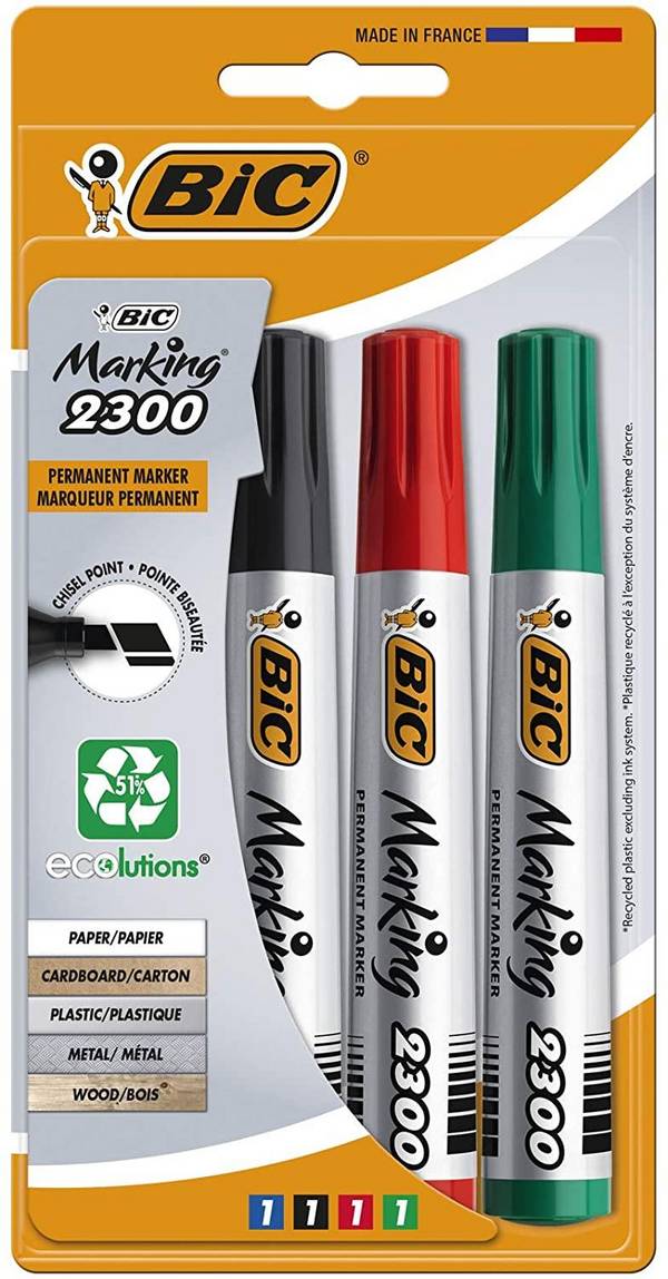BIC Marking 2300 Ecolutions Pacchetto di 4 Sliker permanenti - Essere Punto - Ba