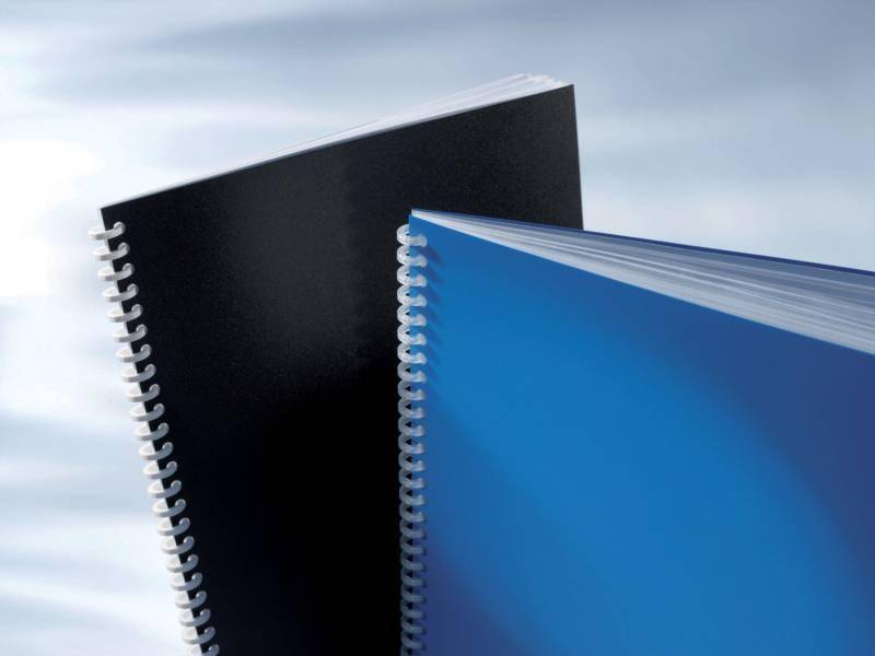 Rilegatura con copertina opaca GBC - 180 micron bianco lucido - massima protezione - colore nero-0