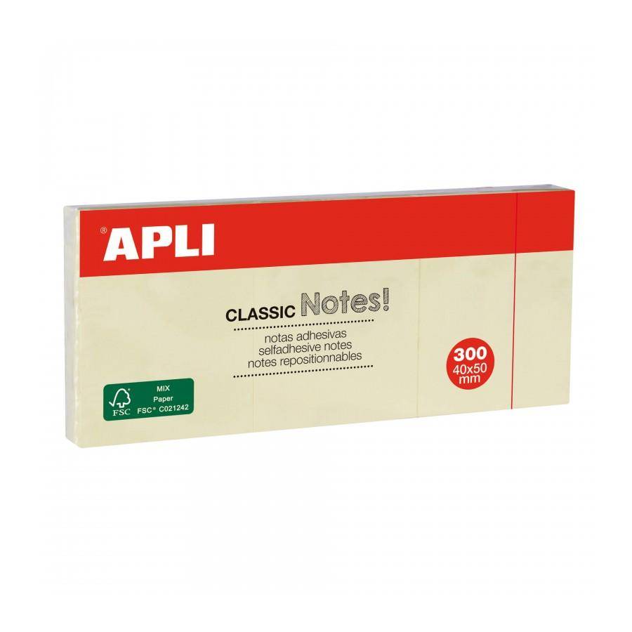 Apli Classic 3 blocchi di 100 note adesive 40 x 50 mm - colore giallo-0