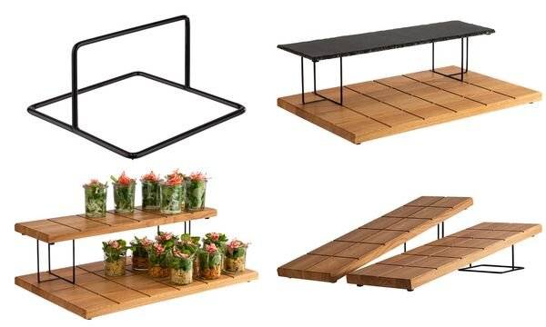 APS Buffet Stand Square, 120 x 120 x 70 mm, metallo nero/PVC, con rivestimento anti -Slip, adatto - 1 pezzo (33305)-1
