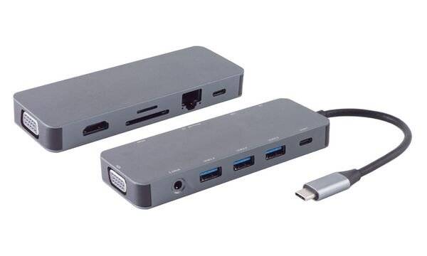Dockingstation USB-C Multiport 11-in-1 HDMI VGA PD Hub SD LAN AUX-1