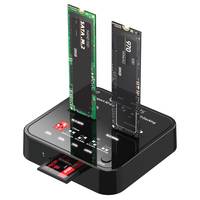 SSD Clone Docking USB3.2 Type-C (10Gbps) M.2 SATA/NVMe with SD express card reader - USB-C Cable, Power Supply-0