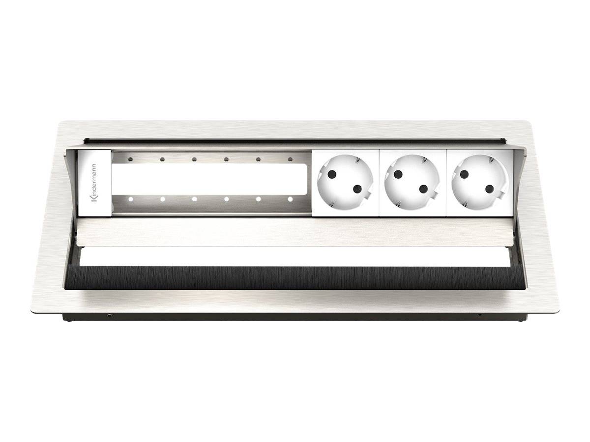 Kindermann 7492000063 Tipo F (Schuko) Acciaio inossidabile, Bianco cassetta di scarico-1