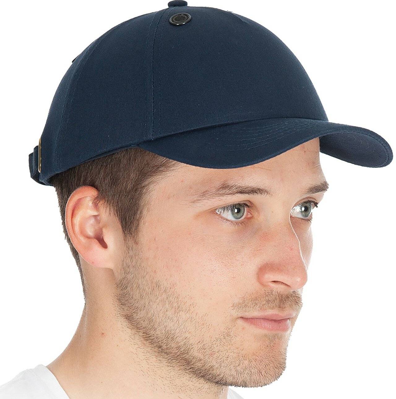 Cappellino per parto Hygostar, in cotone con cappuccio in plastica, regolabile, blu navy, taglia 53-59cm-0