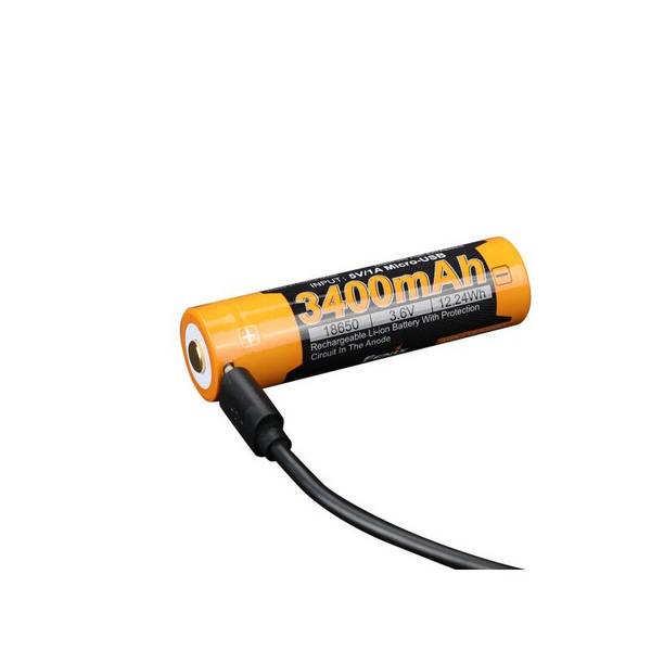 Batteria Fenix ARB-L18-3400U 18650 Li-Ion protetta 3400mAh, con funzione di ricarica USB, 70x18,6mm