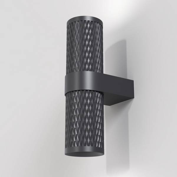Applique Da Parete Moderno Focus Design Alluminio Nero 2 Luci Gu10 7W