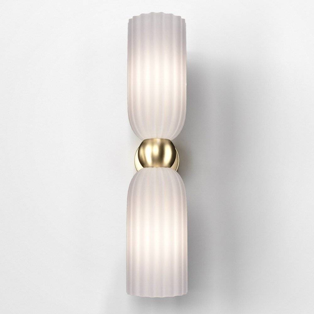 Applique Contemporanea Antic Metallo Oro 2 Luci Diffusore In Vetro-1