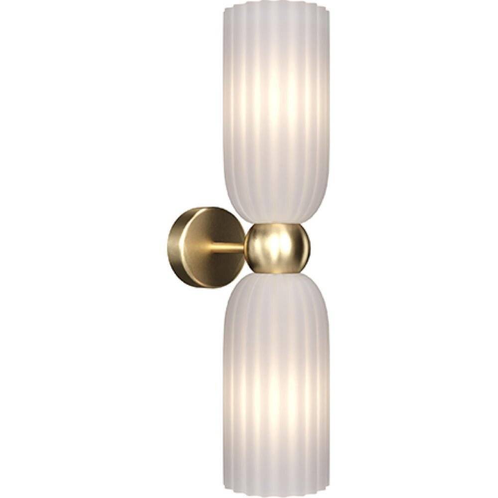 Applique Contemporanea Antic Metallo Oro 2 Luci Diffusore In Vetro-2