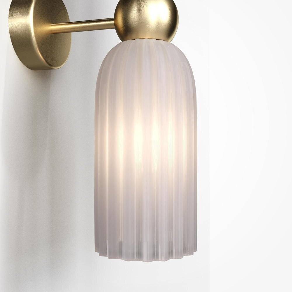 Applique Contemporanea Antic Metallo Oro 2 Luci Diffusore In Vetro-3