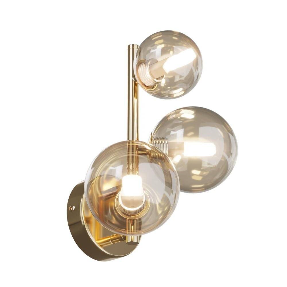 Applique Contemporanea Dallas Metallo Oro 3 Luci Diffusori Cognac-0