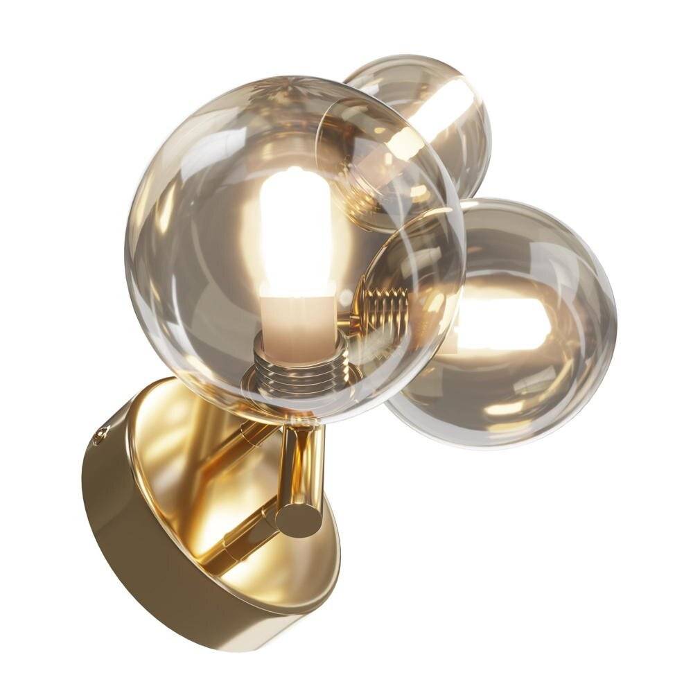 Applique Contemporanea Dallas Metallo Oro 3 Luci Diffusori Cognac-1