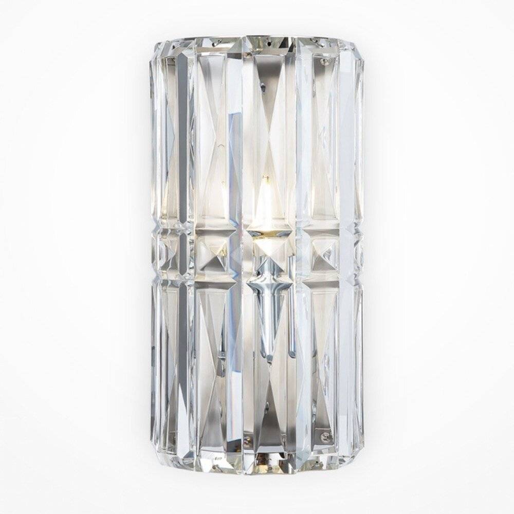 Applique Contemporanea Facet Metallo Cromo 1 Luce Diffusore Vetro-0