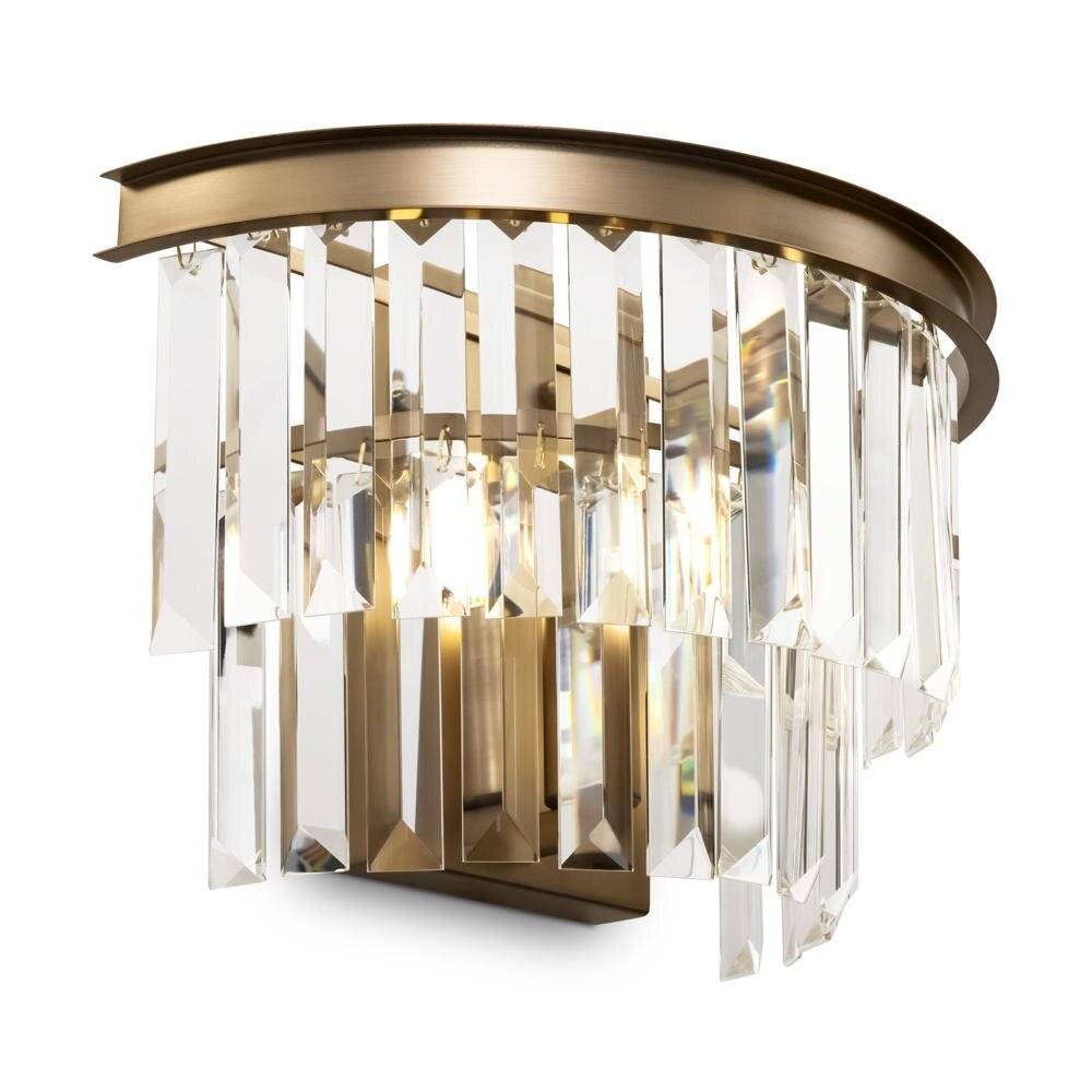 Applique Contemporanea Revero Metallo Ottone 1 Luce Diffusore Vetro-0