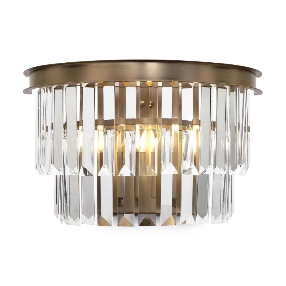 Applique Contemporanea Revero Metallo Ottone 1 Luce Diffusore Vetro-4