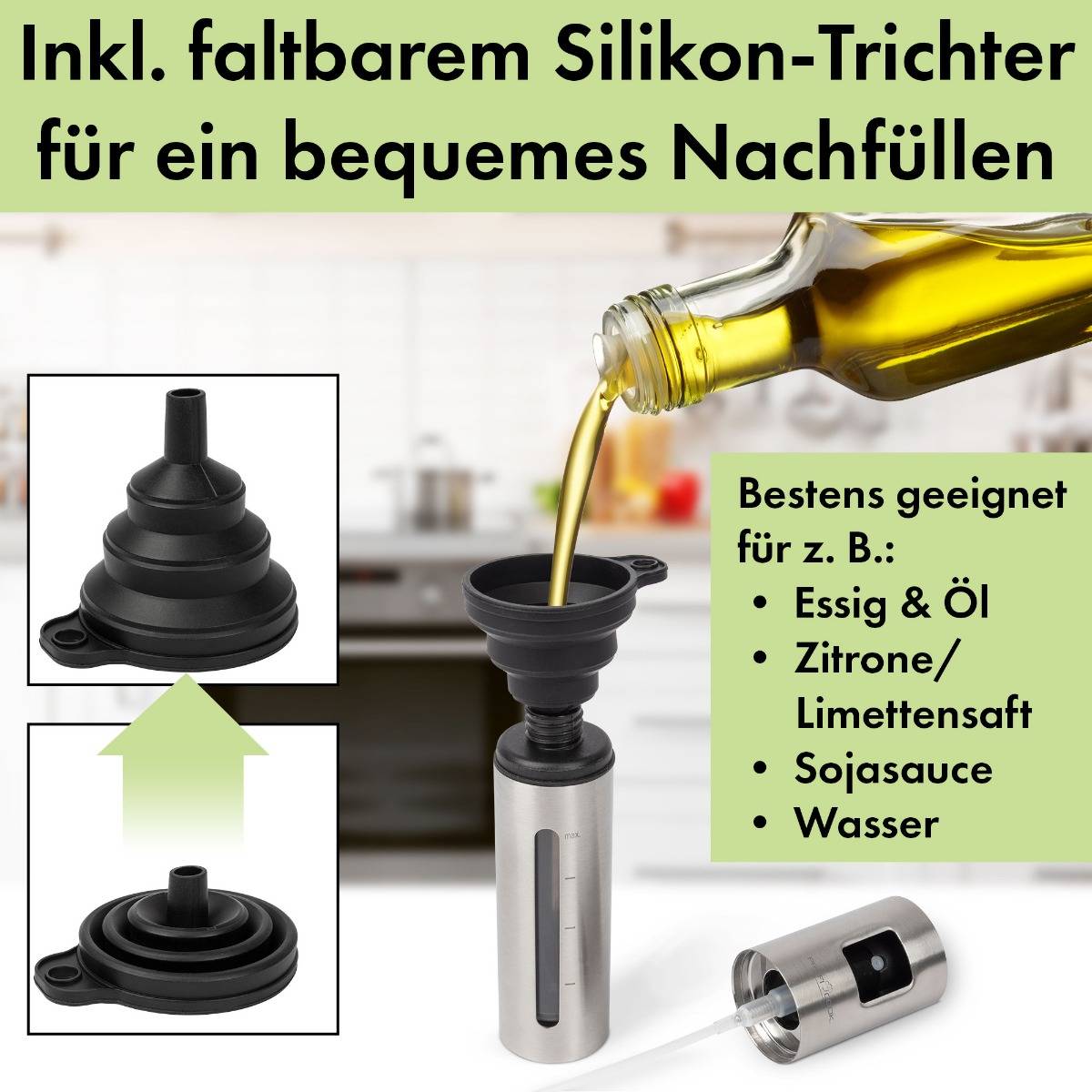 PROFI COOK Essig- & Ölsprüher PC-EOS 1270, Edelstahl gehäuse mit Sichtfenster, Sichtfenster mit Skalierung, - 1 Stück (5-3