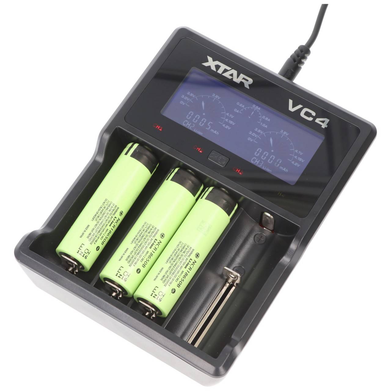 Caricabatterie e batteria Panasonic adatti per icucam 4, icucell 18650, 3400mAh agli ioni di litio, 3 pezzi per set-0