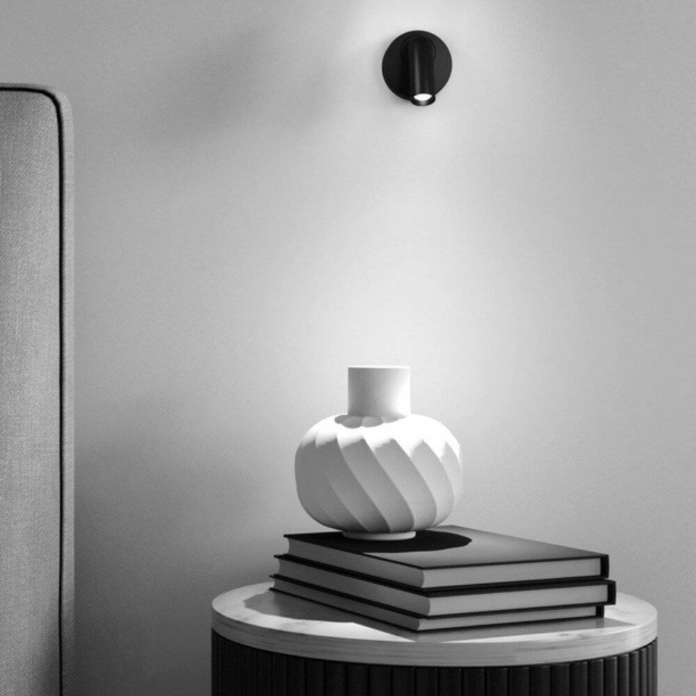 Applique Da Parete Moderno Mirax Metallo Nero Luce Led Integrato 3W Ip20-4
