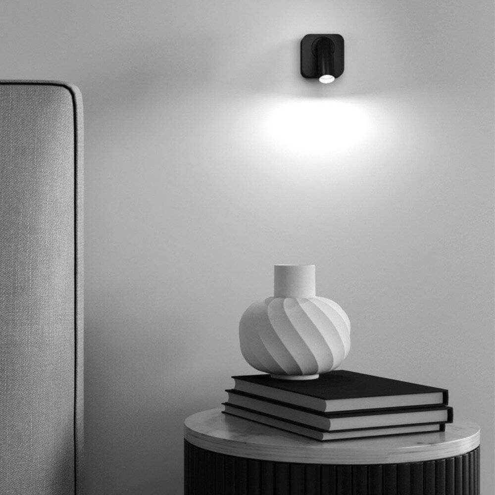 Applique Da Parete Moderno Interno Mirax Metallo Nero Luce Led Integrato 3W-3