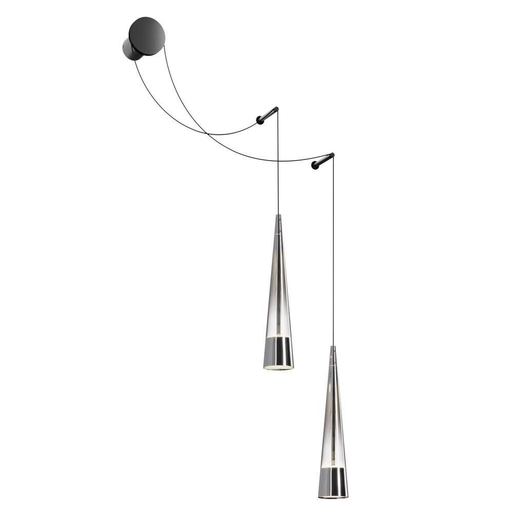 Applique Da Parete Moderno Sintesi Metallo Cromo Vetro 2 Luci Led 24W-1