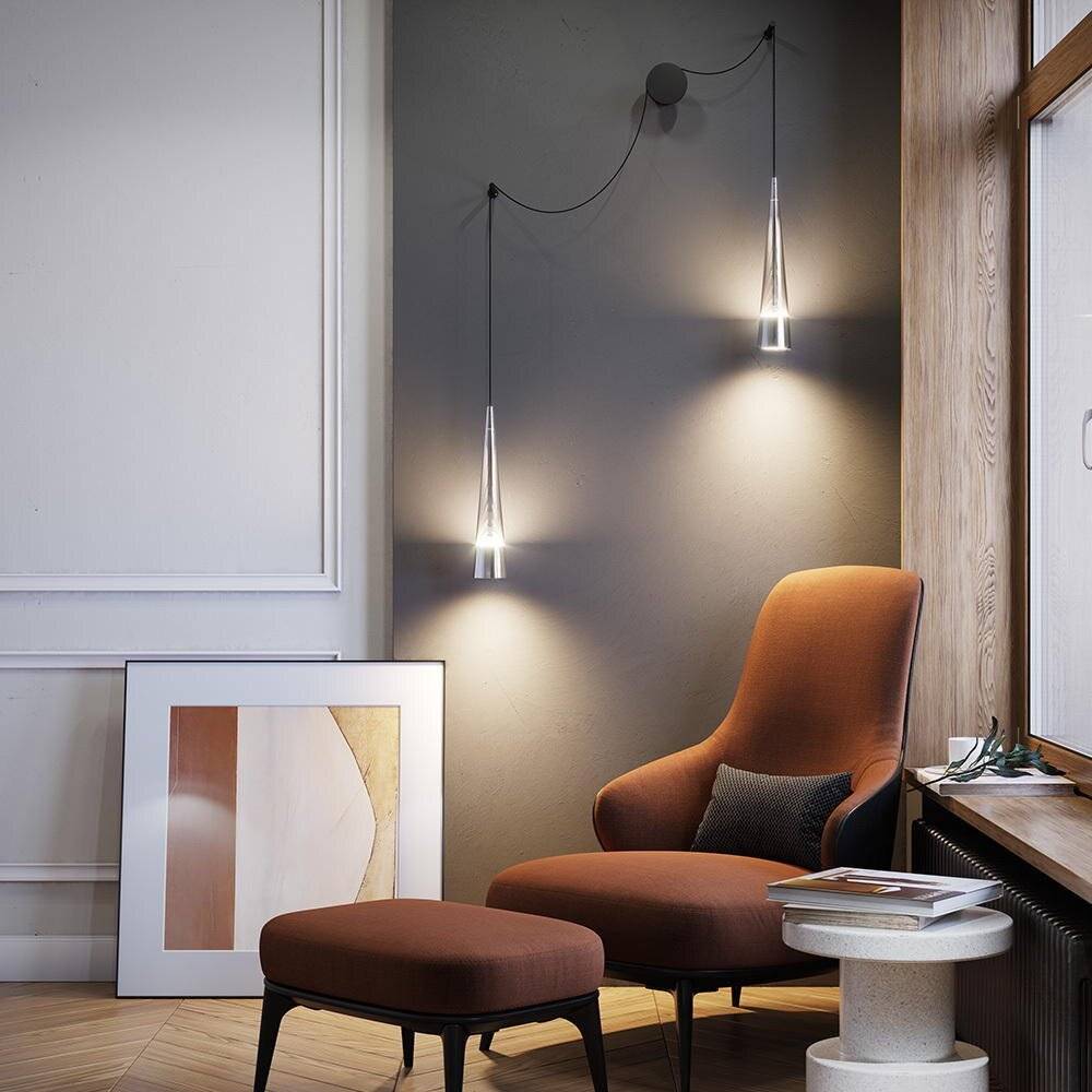Applique Da Parete Moderno Sintesi Metallo Cromo Vetro 2 Luci Led 24W-2