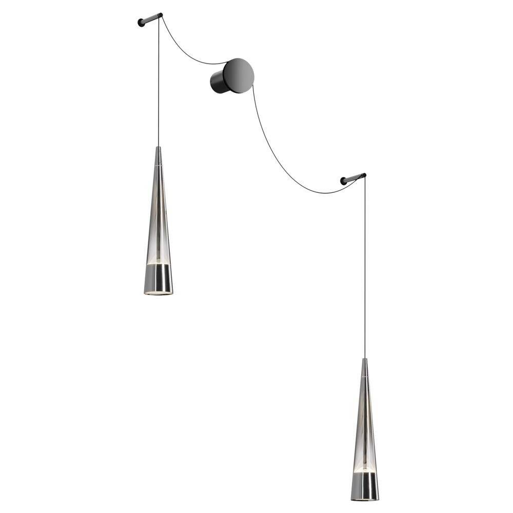 Applique Da Parete Moderno Sintesi Metallo Cromo Vetro 2 Luci Led 24W-4