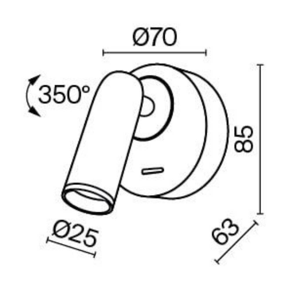 Applique Da Parete Moderno Mirax Metallo Bianco Luce Led Integrato 3W-4