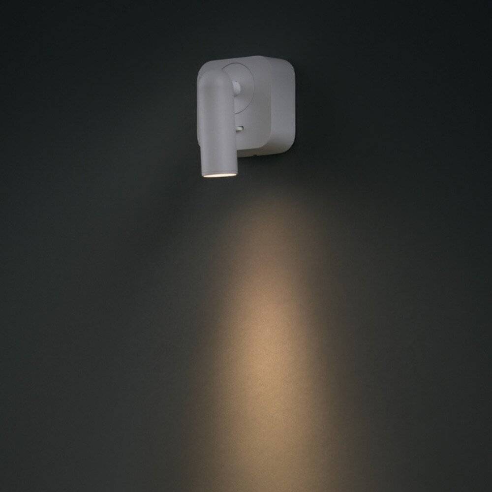 Applique Da Parete Moderno Mirax Metallo Bianco Luce Led Integrato 3W Ip20-2