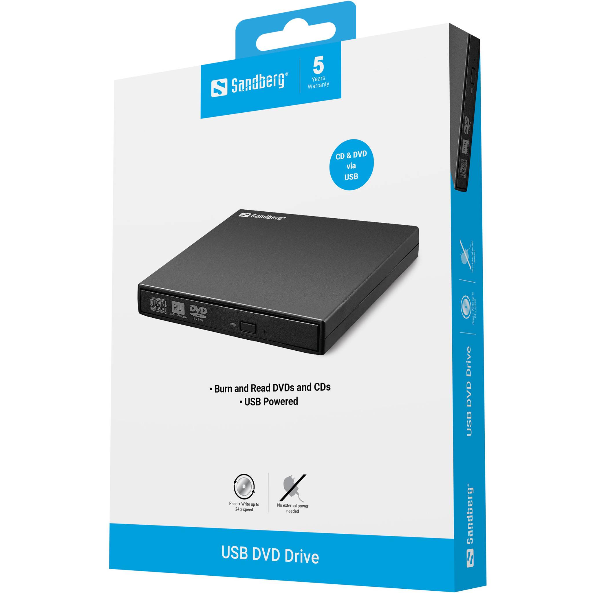 Sandberg USB Mini DVD Burner - Laufwerk - DVD-RW - 8x - USB2.0 - extern (133-66)-1