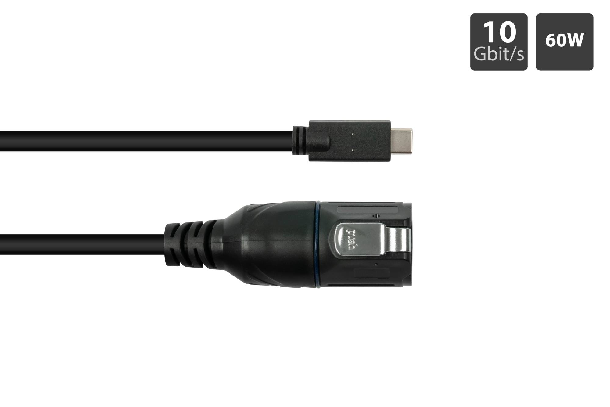 Industrie-Steckverbinder S1 - USB 3.2 Gen. 2 Kabel, Stecker Câ„¢ mit Klick-Arretierung an Stecker Câ„¢ (IC01-16U3101-010-1