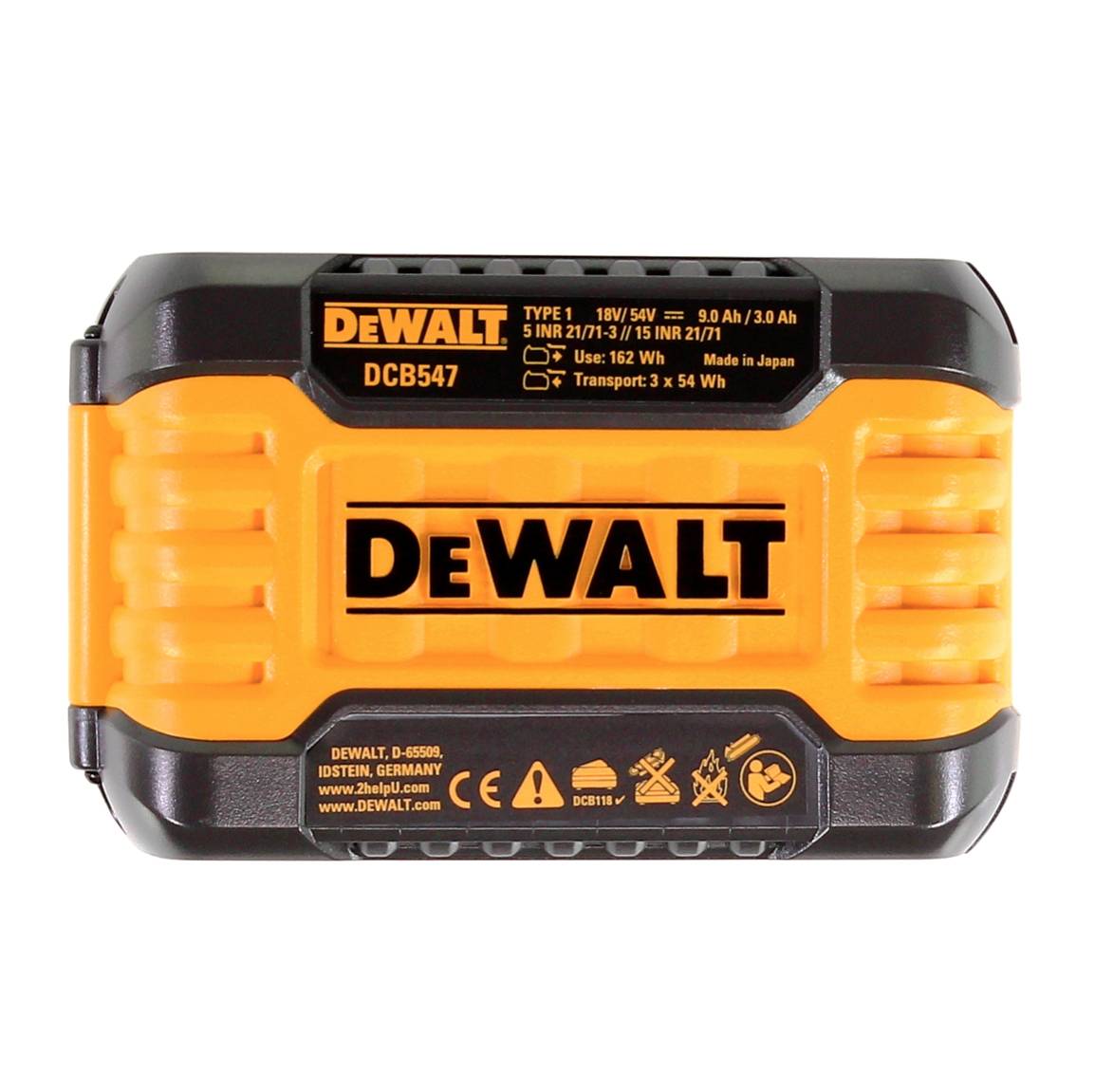 DEWALT Starter-Set 3xAkku 54V/162 Wh - Technische Daten:§Akku-Spannung und -Kapazität: 54 bzw. 18 Volt mit max. 9,0 Ah§A-1