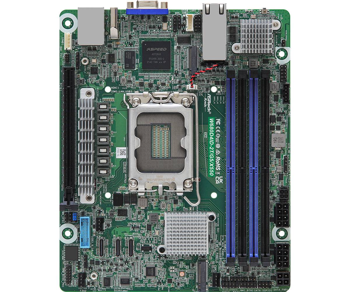 ASRock Mainboard W680D4ID-2T/G5/X550 mini-DTX Socket 1700 DDR5-only Single-1
