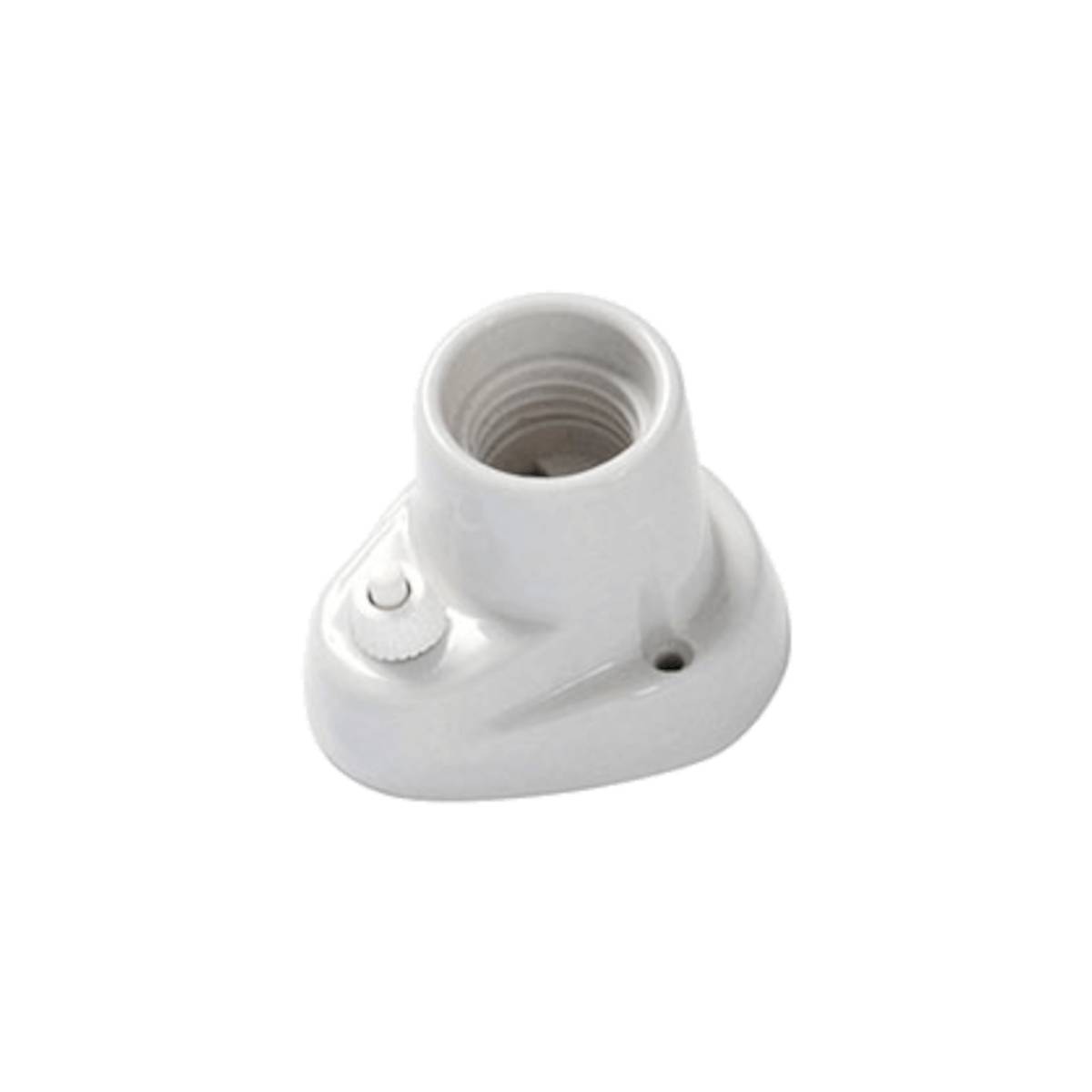 Punto luce in porcellana bianco con interruttore - Attacco E27. Base curva con interruttore-0
